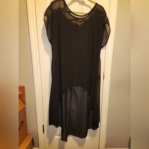 Black sheer textured hi low dress/top